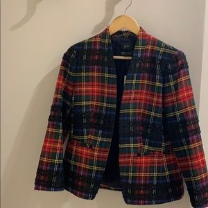 J Crew Stewart Tartan red and black blazer NWT